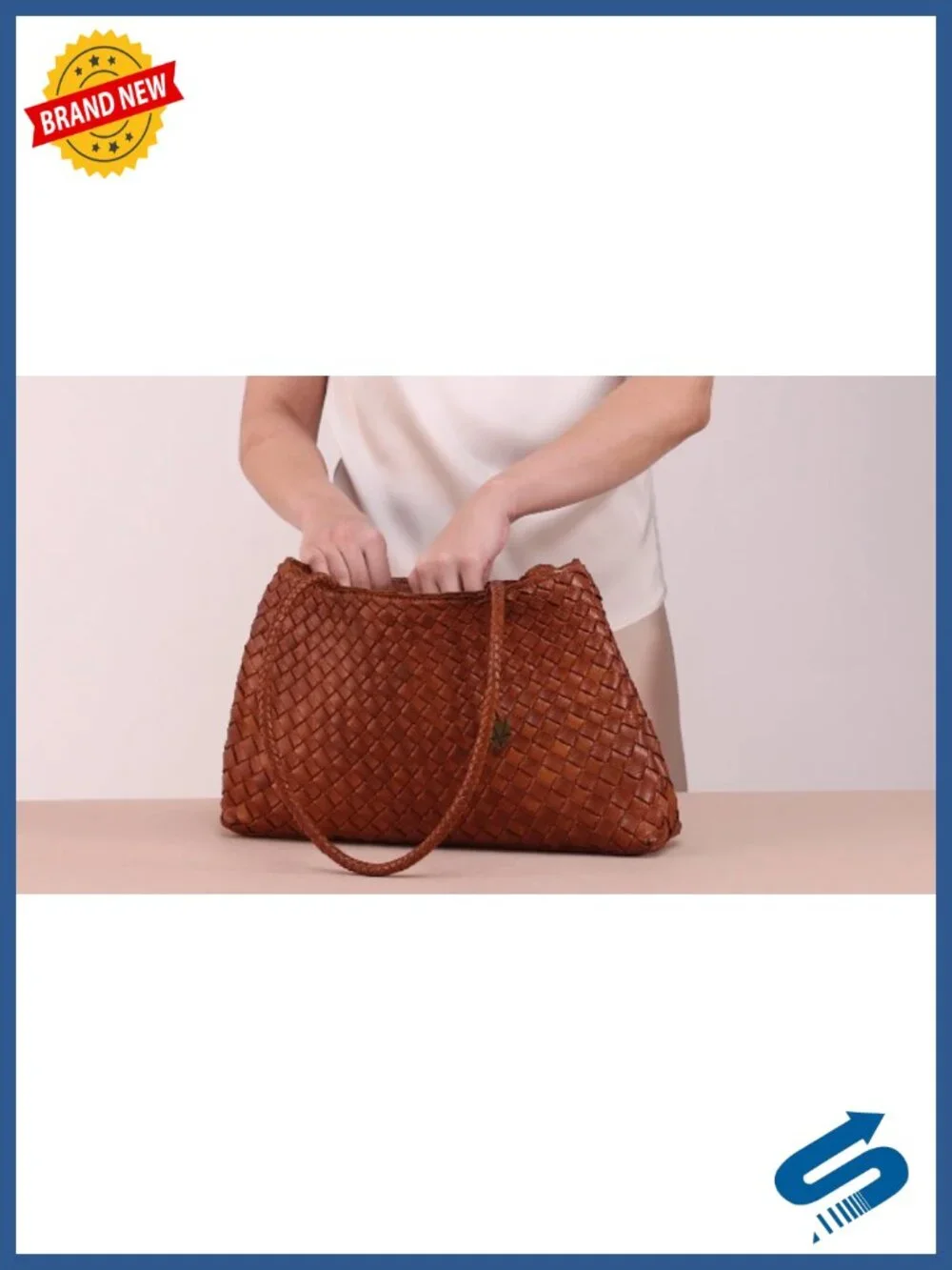 Handwoven Leather Tote Bag Spacious Lightweight Artisan